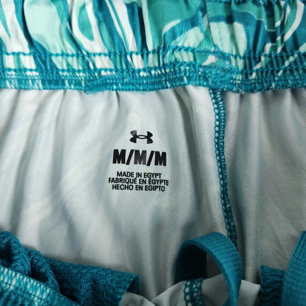 Under Armour Athletic Shorts‎ Mens M Teal Marble Swirl Performance Mesh Panels